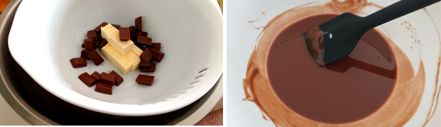 森永のおかしなぷちレシピチョコスイーツ　チョコを湯煎している写真