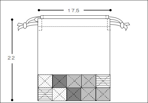 ハンドメイド巾着に紐通す図解