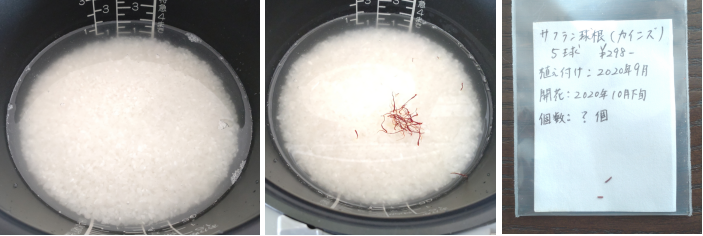 サフランライス、米に水とサフランを加えた写真